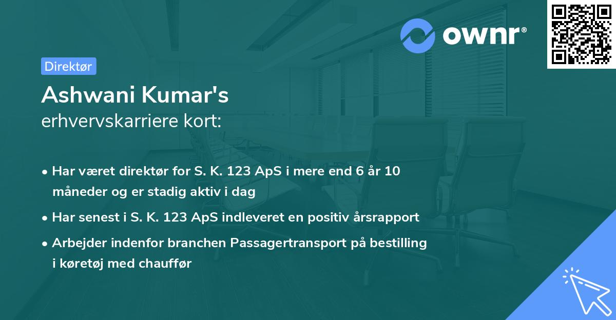 Ashwani Kumar's erhvervskarriere kort