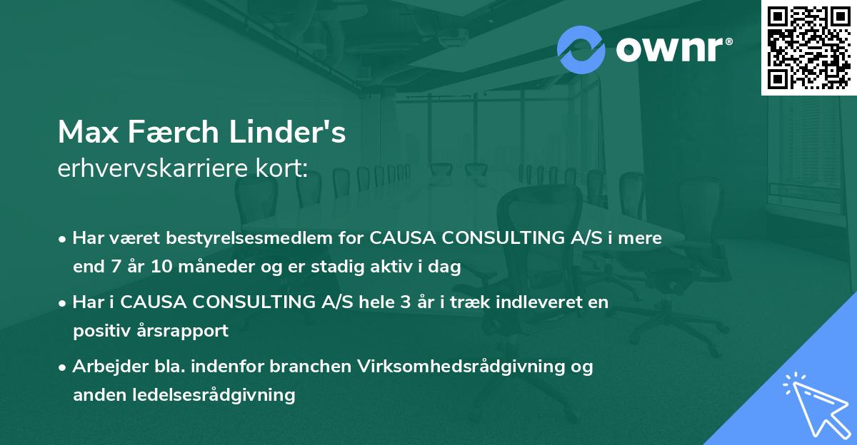 Max Færch Linder's erhvervskarriere kort
