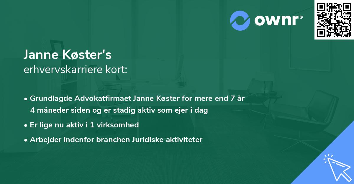 Janne Køster's erhvervskarriere kort