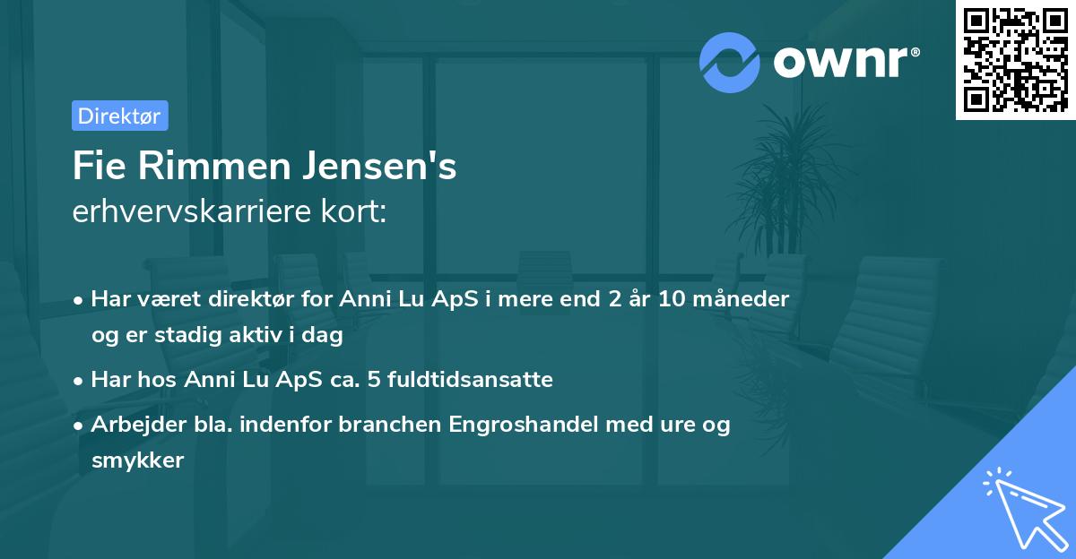 Fie Rimmen Jensen's erhvervskarriere kort
