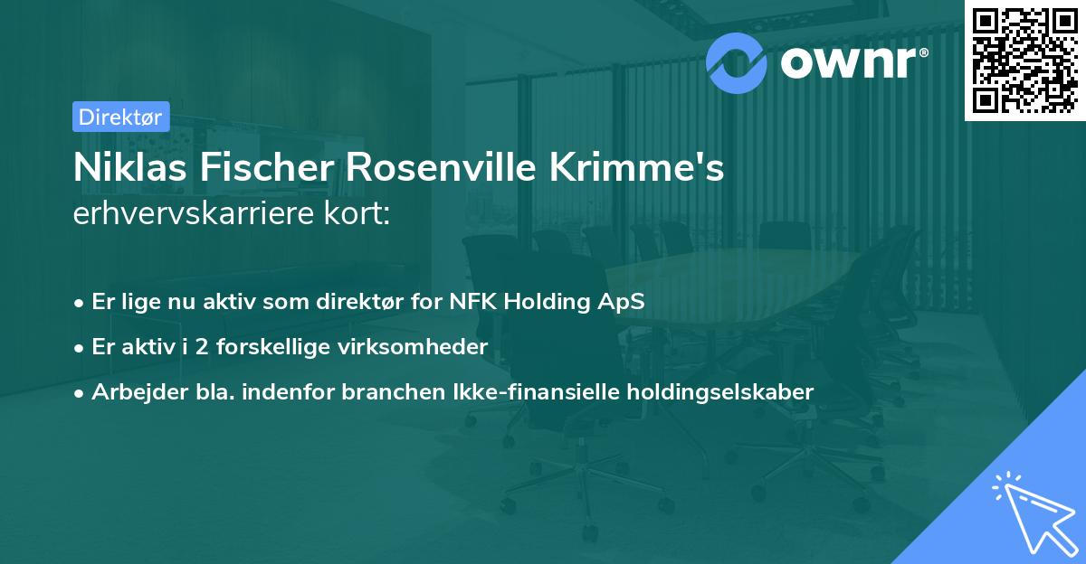 Niklas Fischer Rosenville Krimme's erhvervskarriere kort