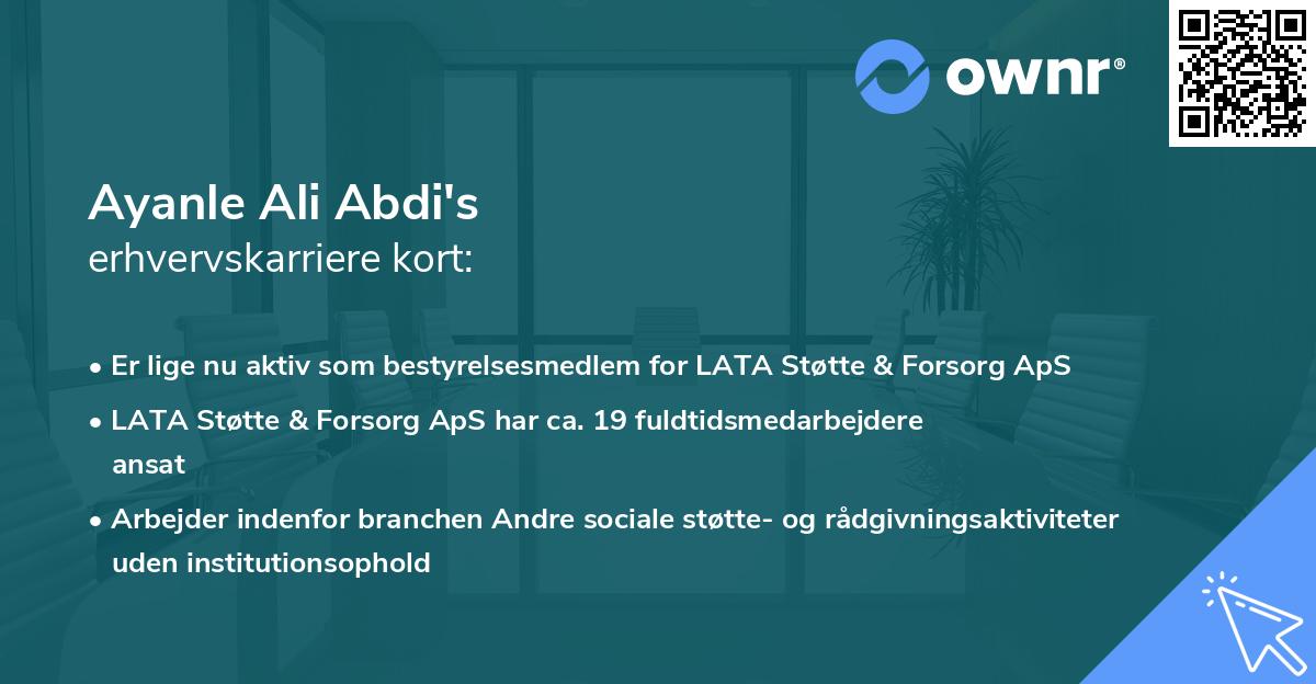 Ayanle Ali Abdi's erhvervskarriere kort