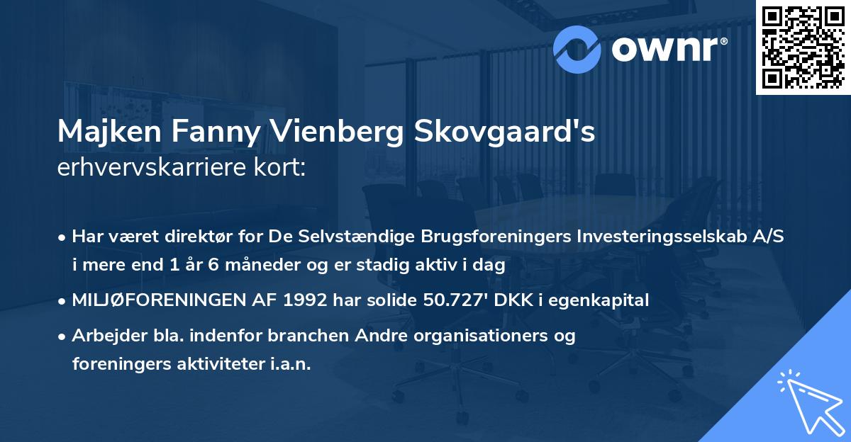 Majken Fanny Vienberg Skovgaard's erhvervskarriere kort