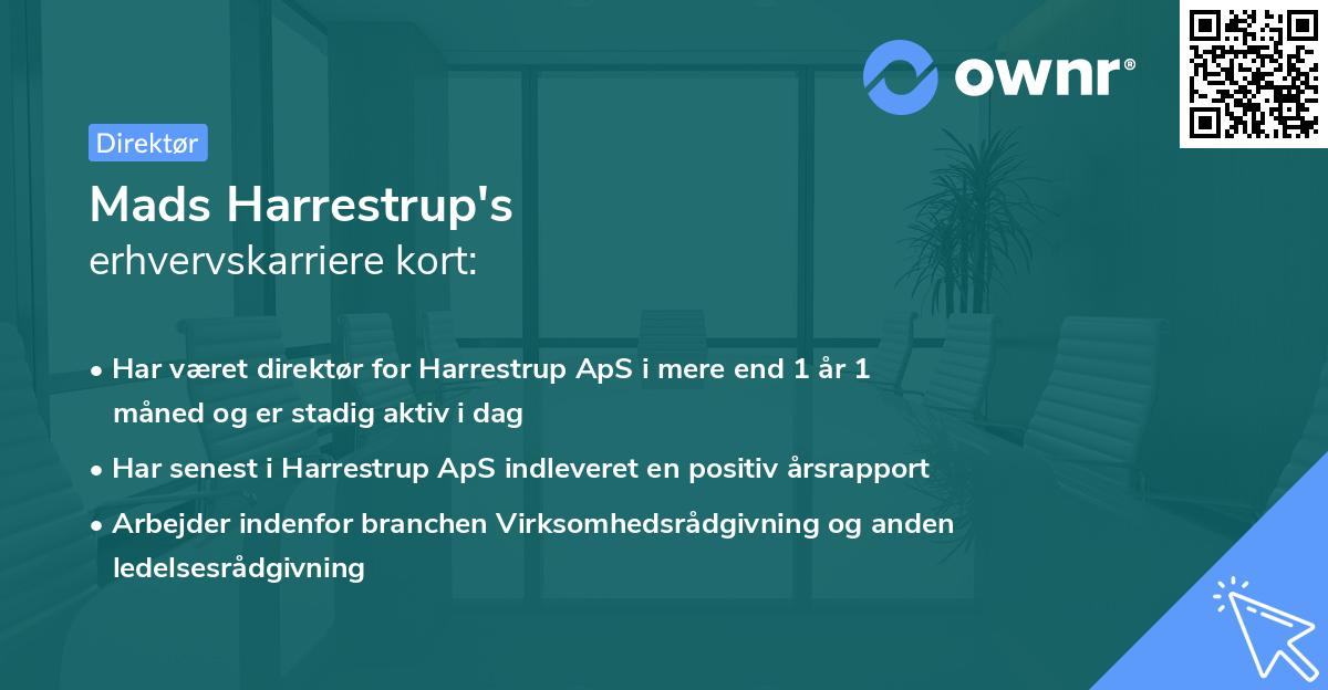 Mads Harrestrup's erhvervskarriere kort