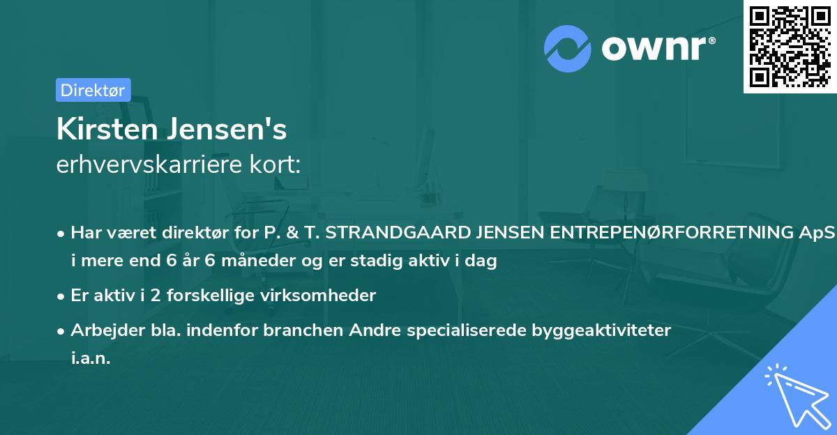 Kirsten Jensen's erhvervskarriere kort