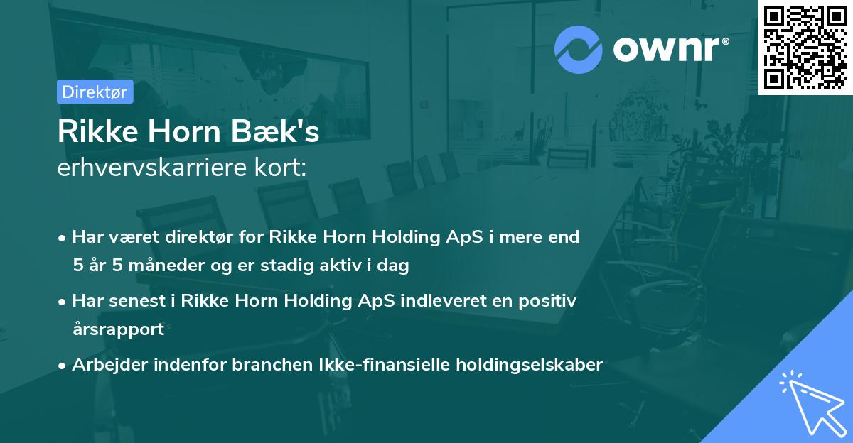 Rikke Horn Bæk's erhvervskarriere kort