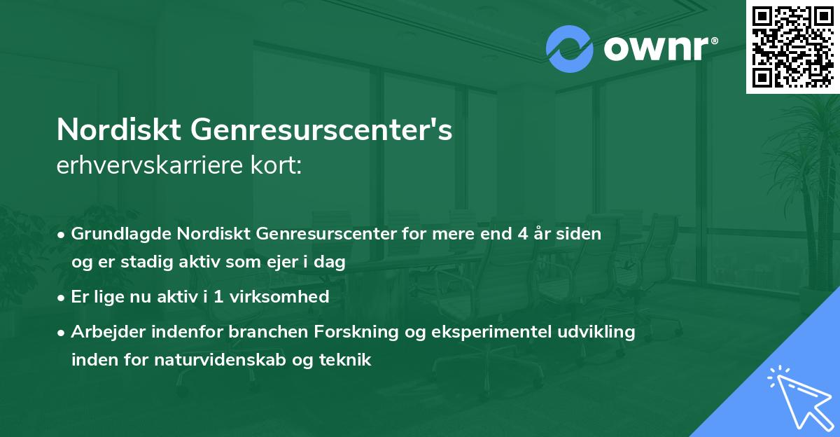 Nordiskt Genresurscenter's erhvervskarriere kort