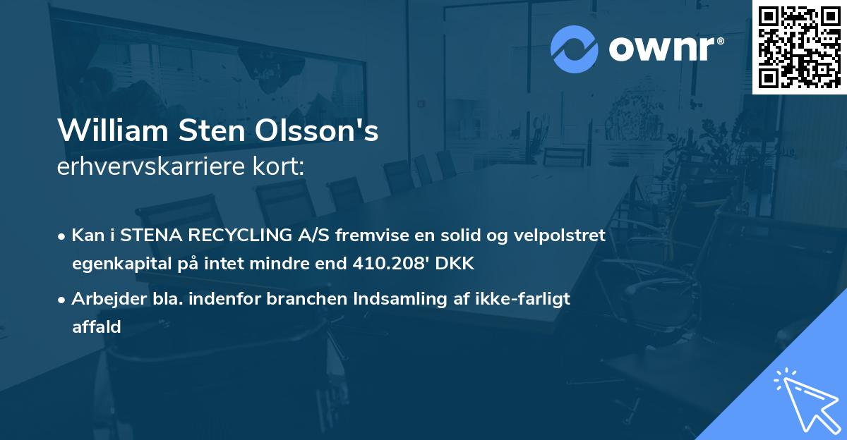 William Sten Olsson's erhvervskarriere kort