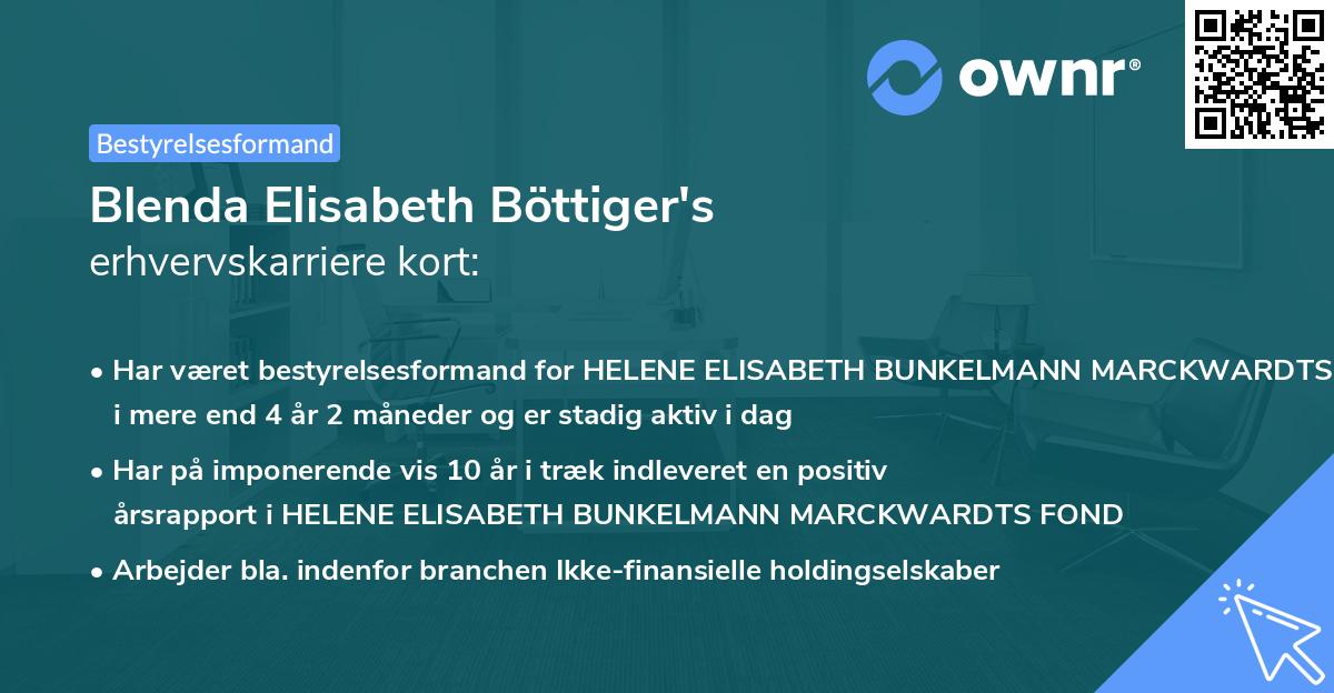 Blenda Elisabeth Böttiger's erhvervskarriere kort