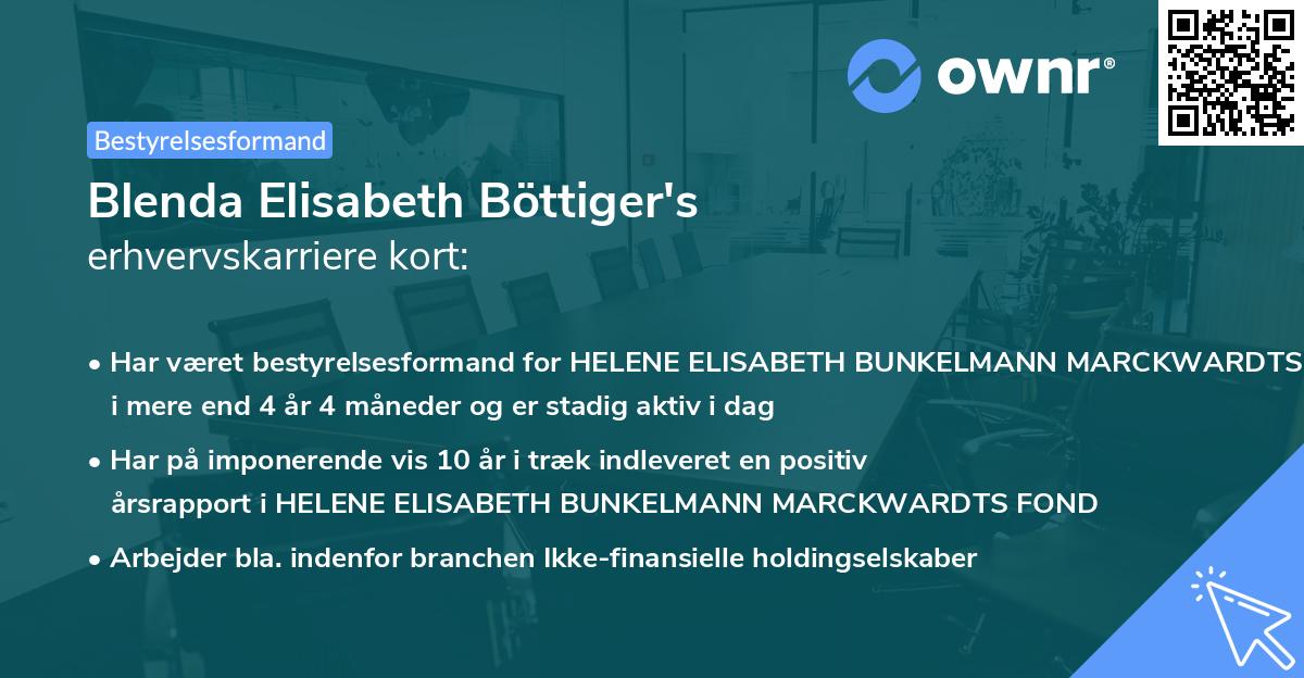 Blenda Elisabeth Böttiger's erhvervskarriere kort