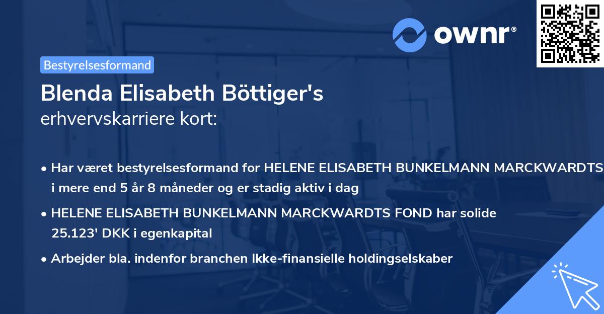Blenda Elisabeth Böttiger's erhvervskarriere kort