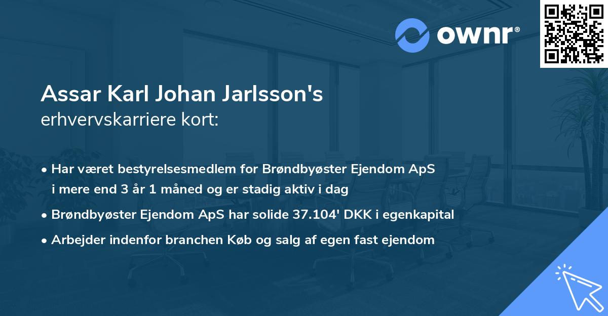 Assar Karl Johan Jarlsson's erhvervskarriere kort