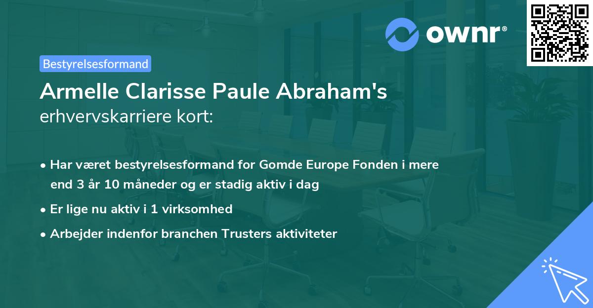 Armelle Clarisse Paule Abraham's erhvervskarriere kort