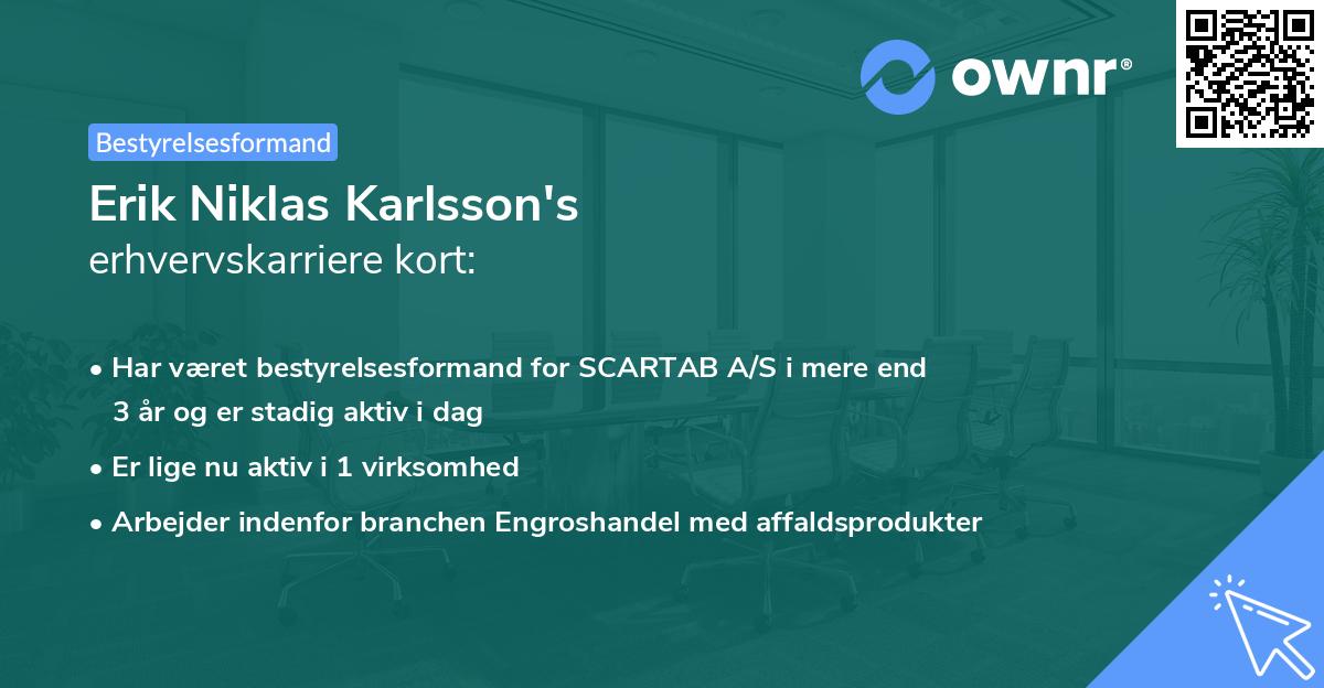 Erik Niklas Karlsson's erhvervskarriere kort