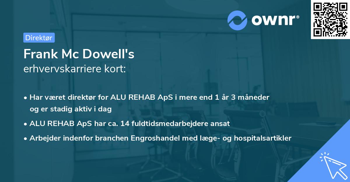 Frank Mc Dowell's erhvervskarriere kort