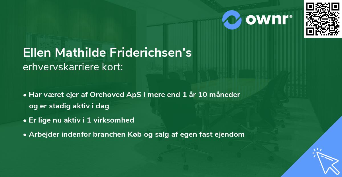 Ellen Mathilde Friderichsen's erhvervskarriere kort