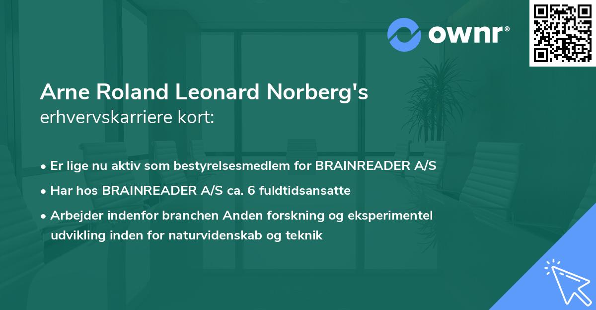 Arne Roland Leonard Norberg's erhvervskarriere kort