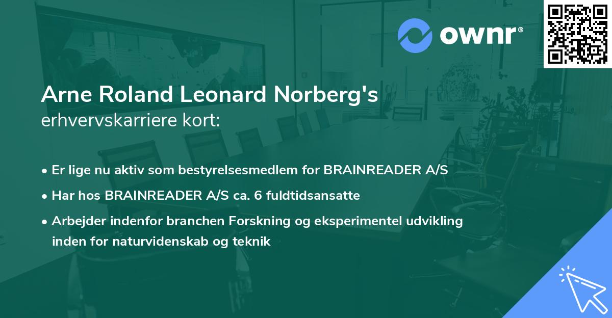 Arne Roland Leonard Norberg's erhvervskarriere kort