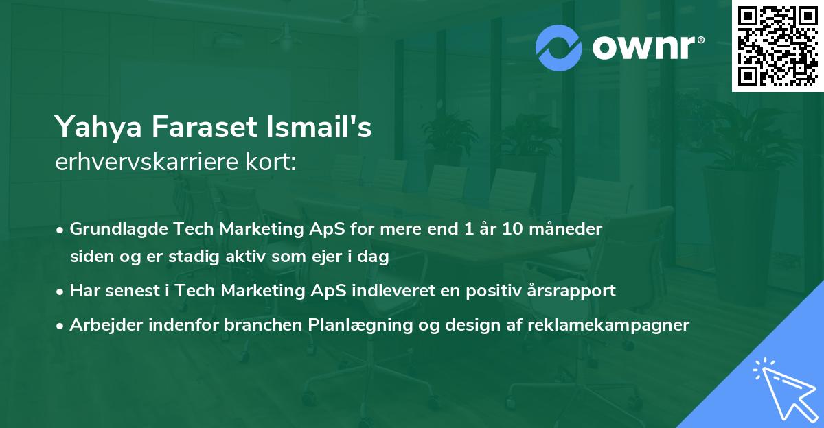 Yahya Faraset Ismail's erhvervskarriere kort