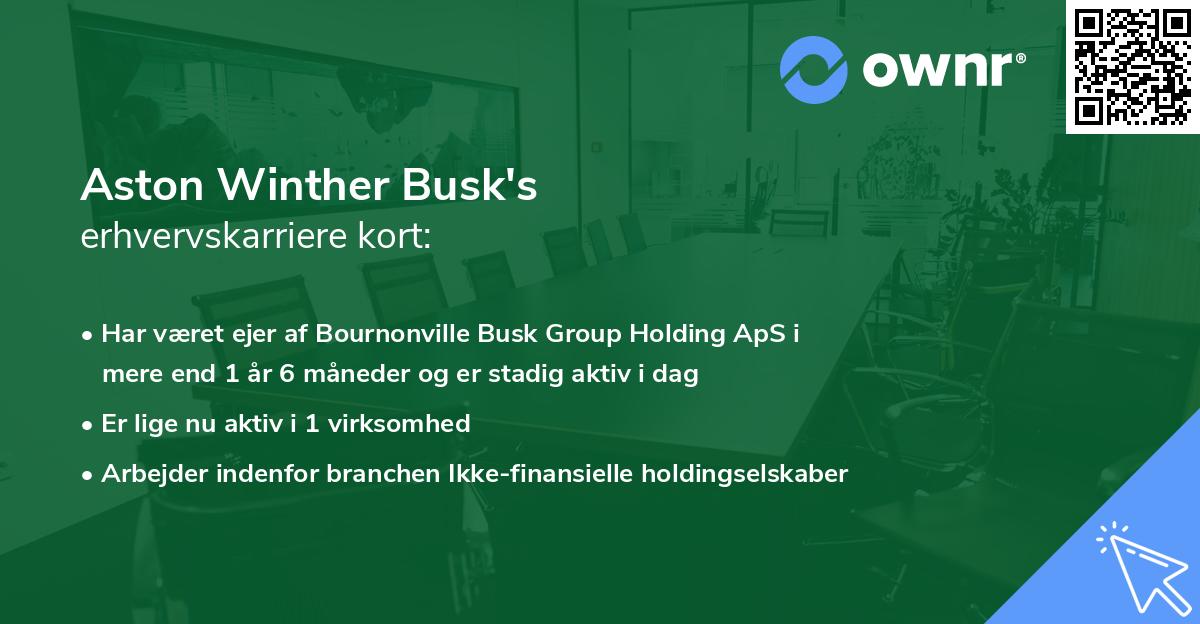 Aston Winther Busk's erhvervskarriere kort