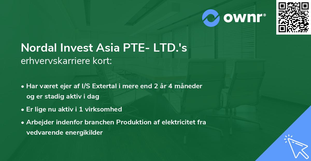 Nordal Invest Asia PTE- LTD.'s erhvervskarriere kort