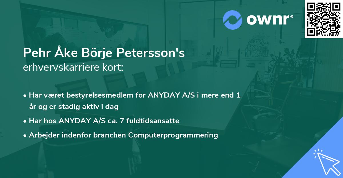 Pehr Åke Börje Petersson's erhvervskarriere kort