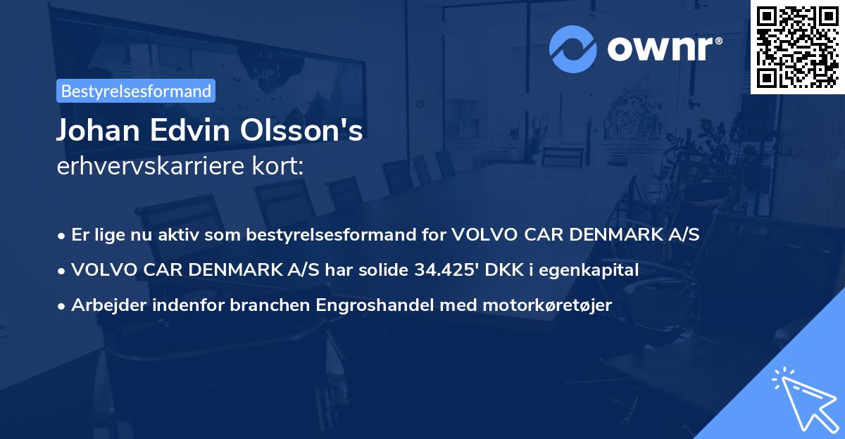 Johan Edvin Olsson's erhvervskarriere kort