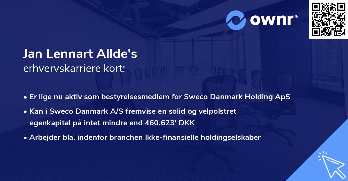 Jan Lennart Allde's erhvervskarriere kort