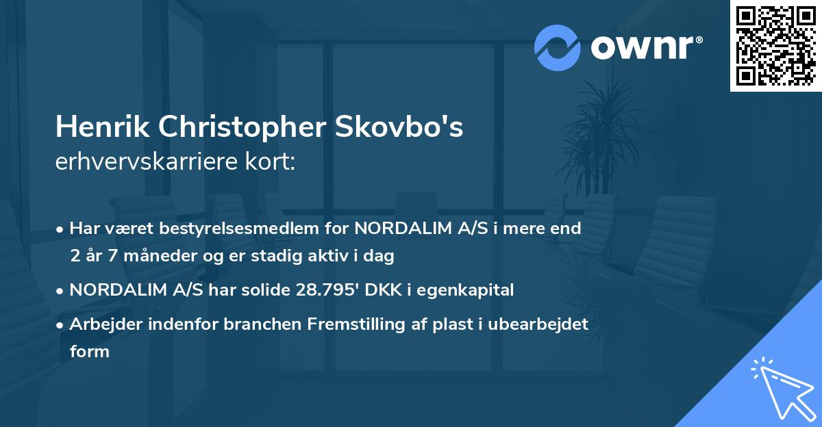 Henrik Christopher Skovbo's erhvervskarriere kort