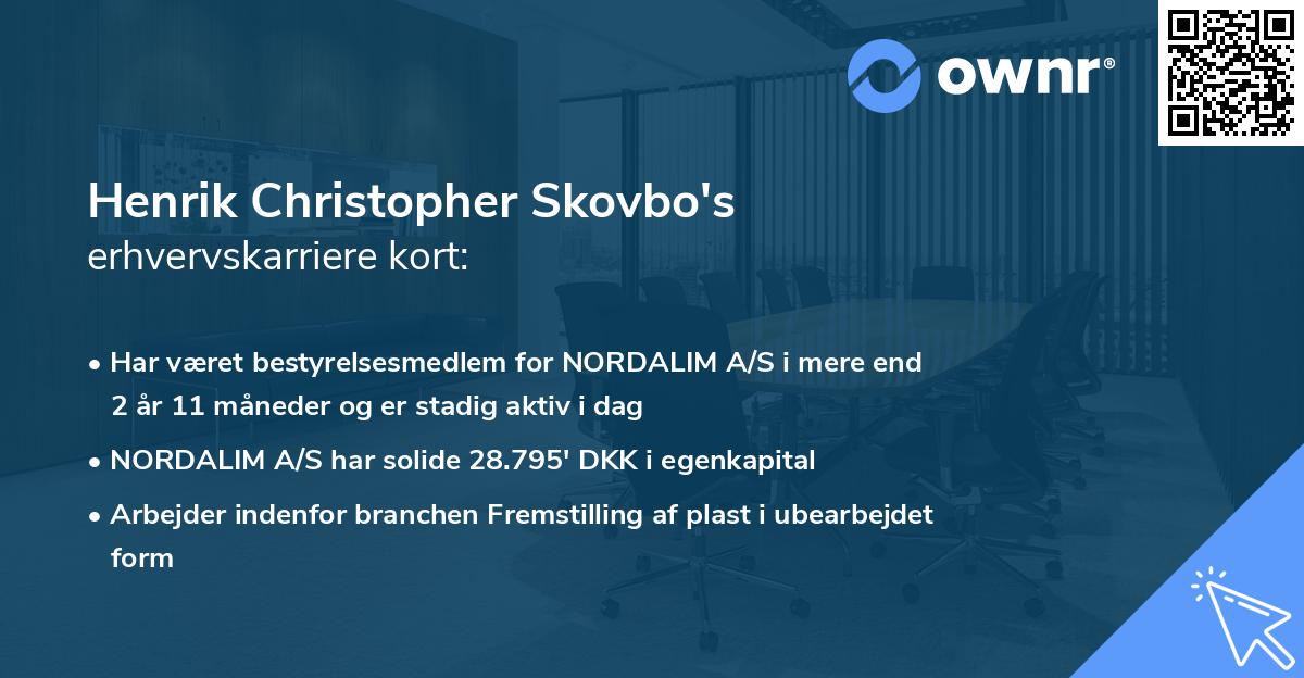 Henrik Christopher Skovbo's erhvervskarriere kort