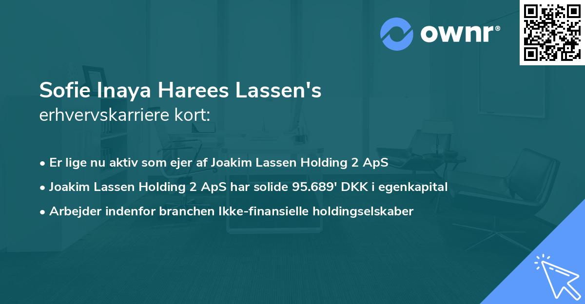 Sofie Inaya Harees Lassen's erhvervskarriere kort