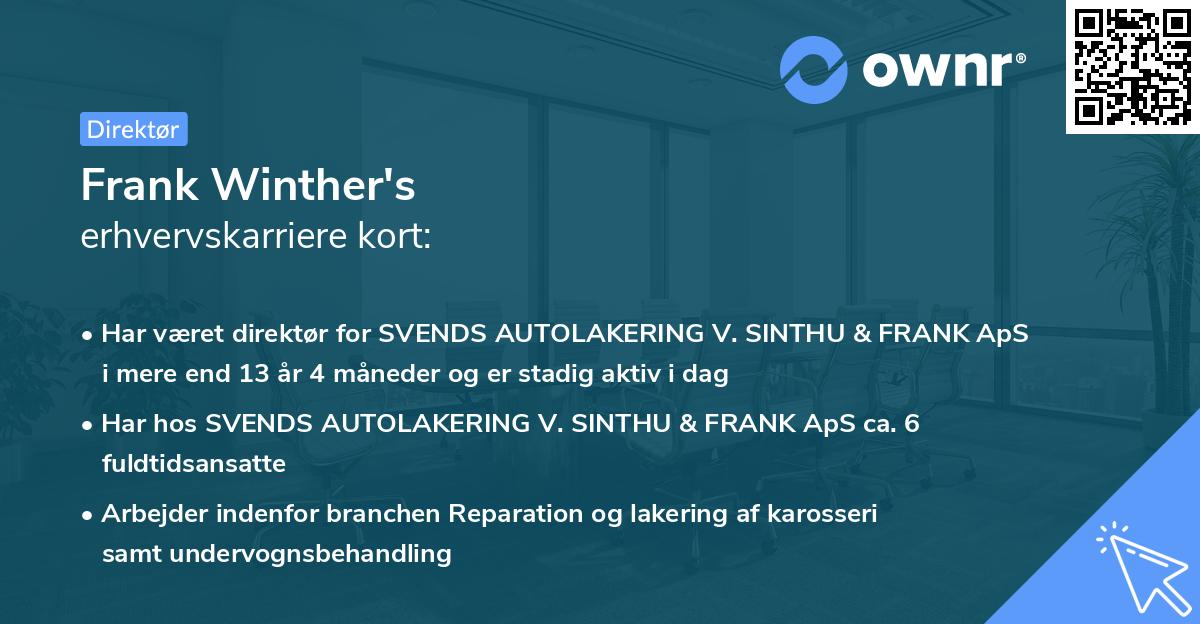 Frank Winther's erhvervskarriere kort