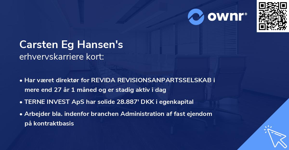 Carsten Eg Hansen's erhvervskarriere kort