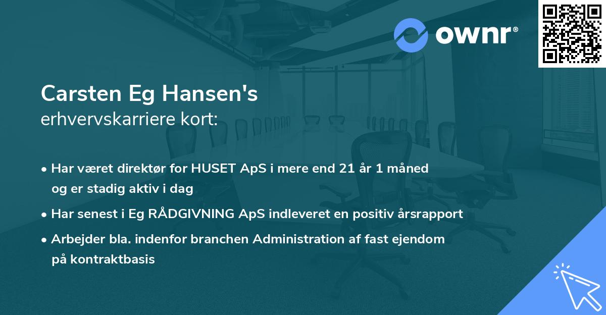 Carsten Eg Hansen's erhvervskarriere kort