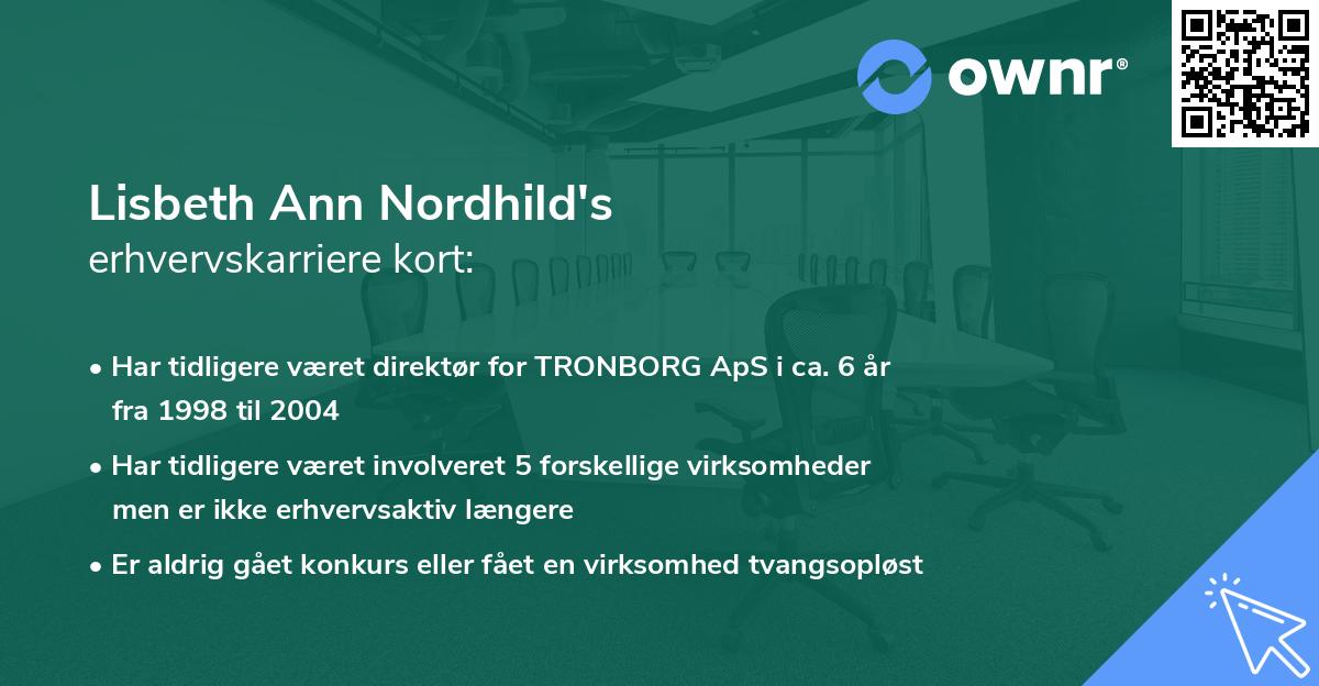 Lisbeth Ann Nordhild's erhvervskarriere kort