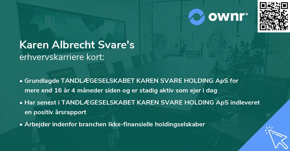 Karen Albrecht Svare's erhvervskarriere kort