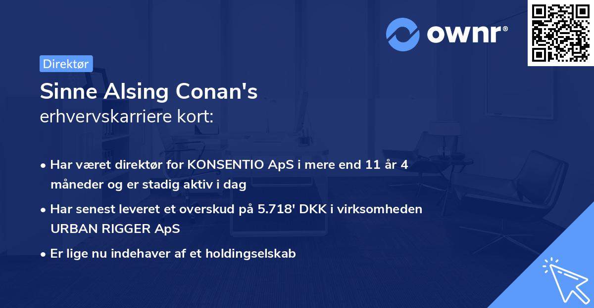 Sinne Alsing Conan's erhvervskarriere kort