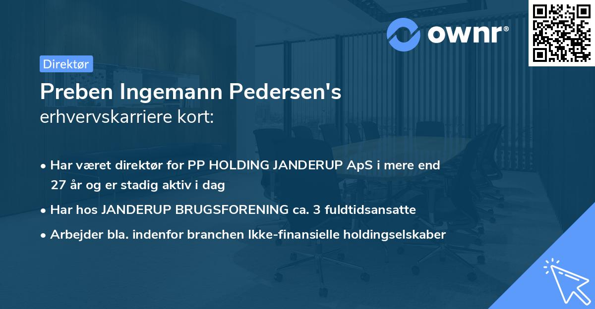Preben Ingemann Pedersen's erhvervskarriere kort