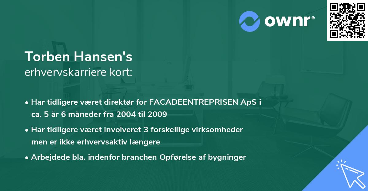 Torben Hansen's erhvervskarriere kort