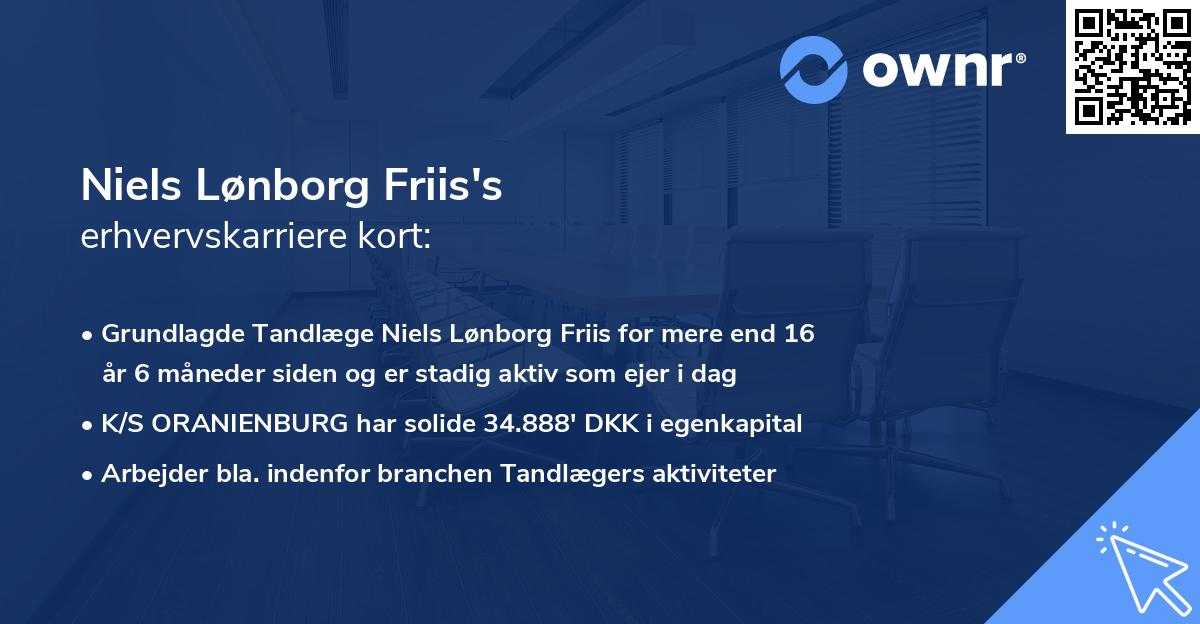 Niels Lønborg Friis's erhvervskarriere kort