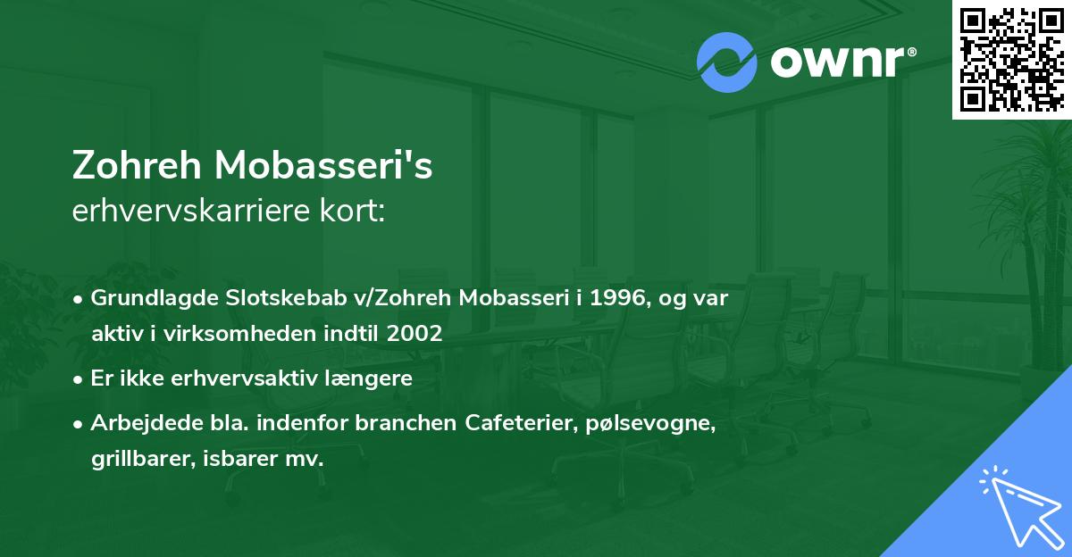 Zohreh Mobasseri's erhvervskarriere kort