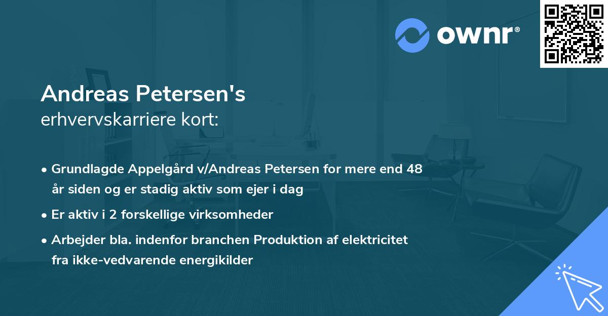 Andreas Petersen's erhvervskarriere kort