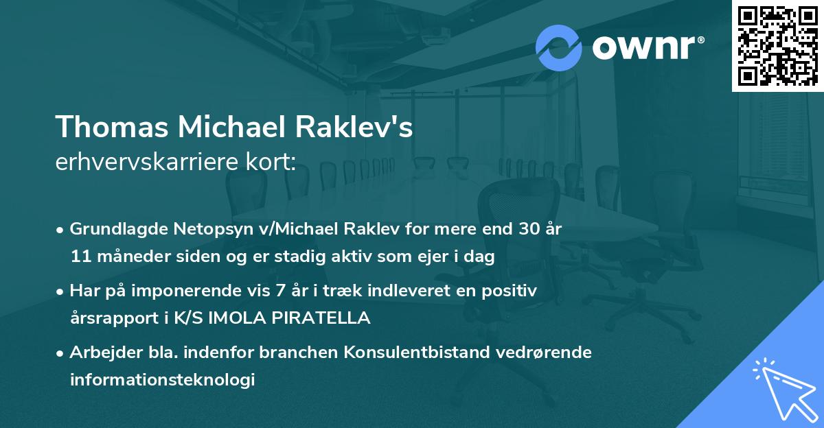 Thomas Michael Raklev's erhvervskarriere kort