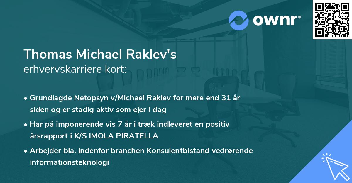 Thomas Michael Raklev's erhvervskarriere kort