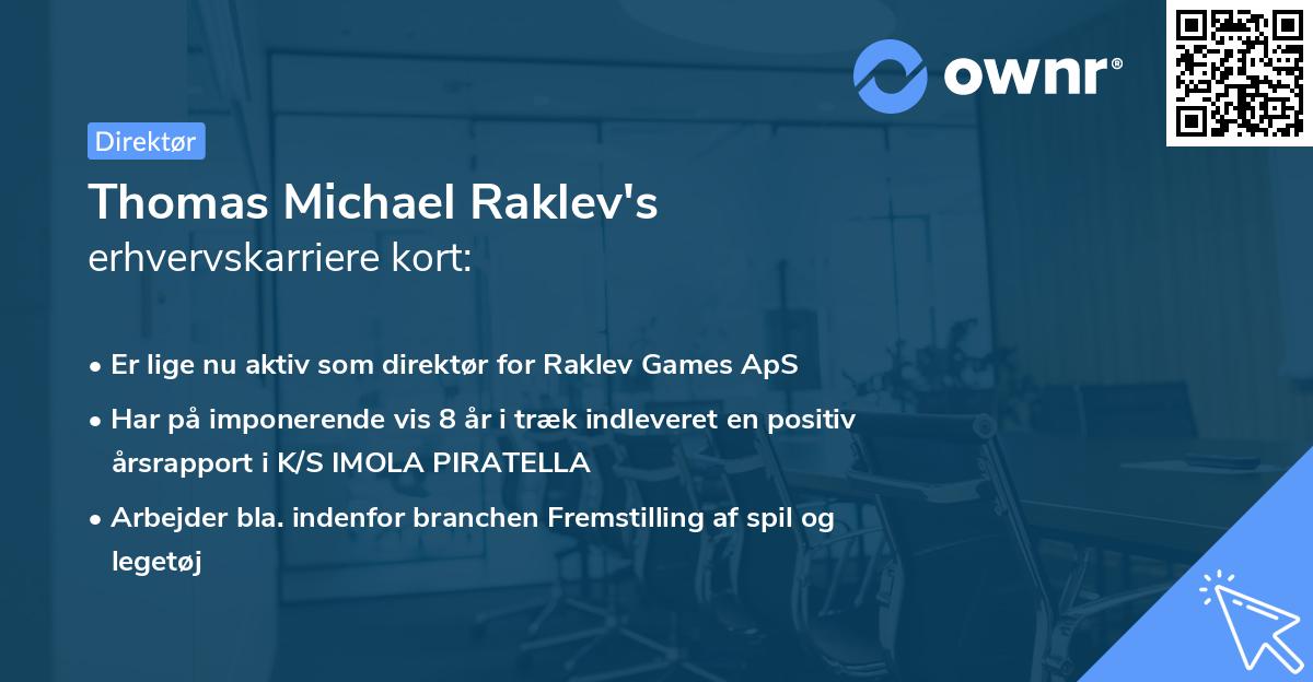Thomas Michael Raklev's erhvervskarriere kort