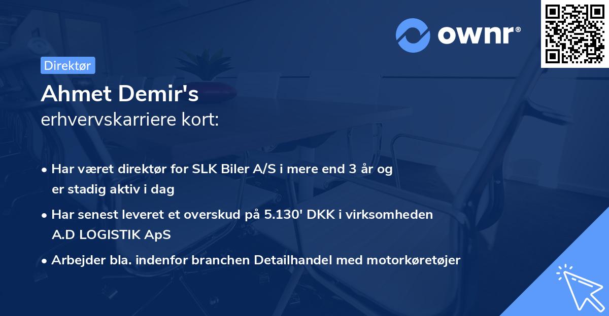 Ahmet Demir's erhvervskarriere kort
