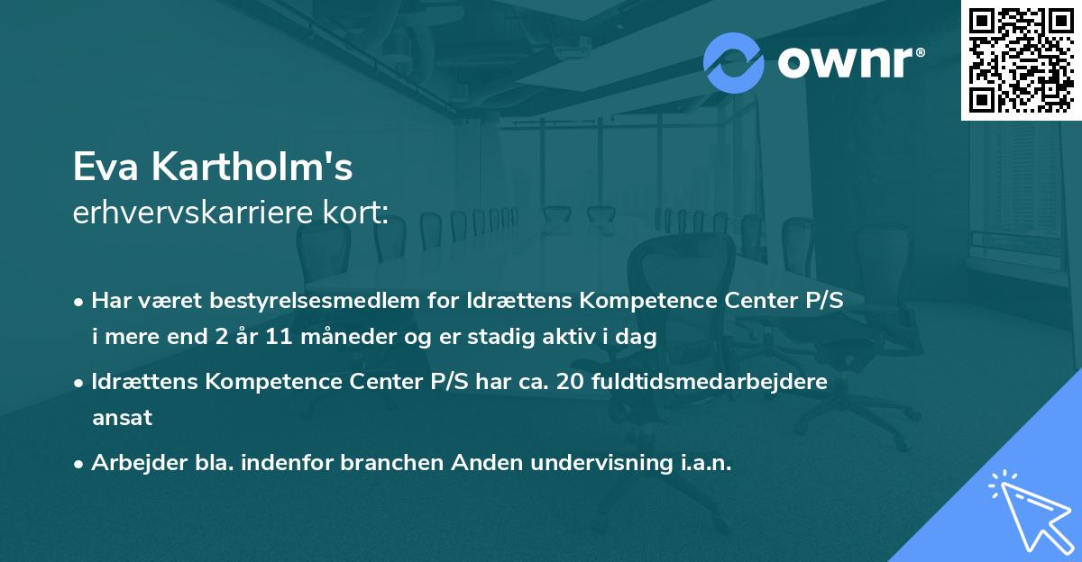 Eva Kartholm's erhvervskarriere kort