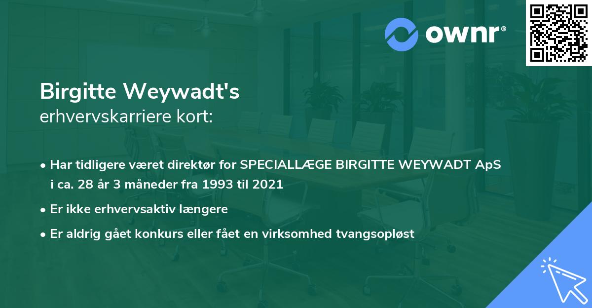 Birgitte Weywadt's erhvervskarriere kort