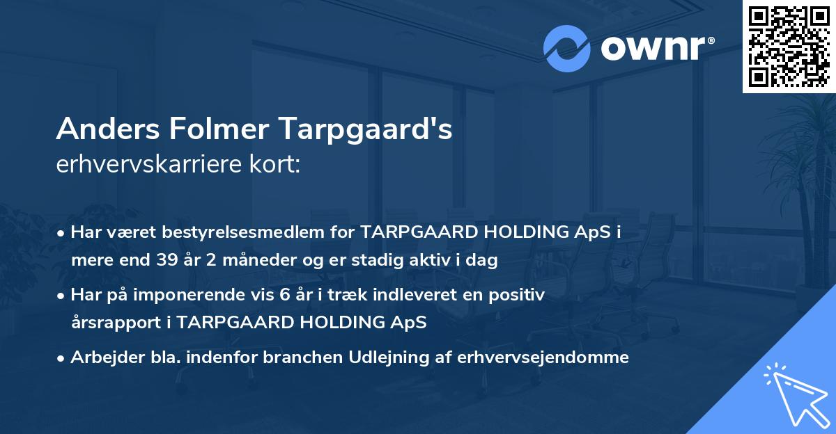 Anders Folmer Tarpgaard's erhvervskarriere kort