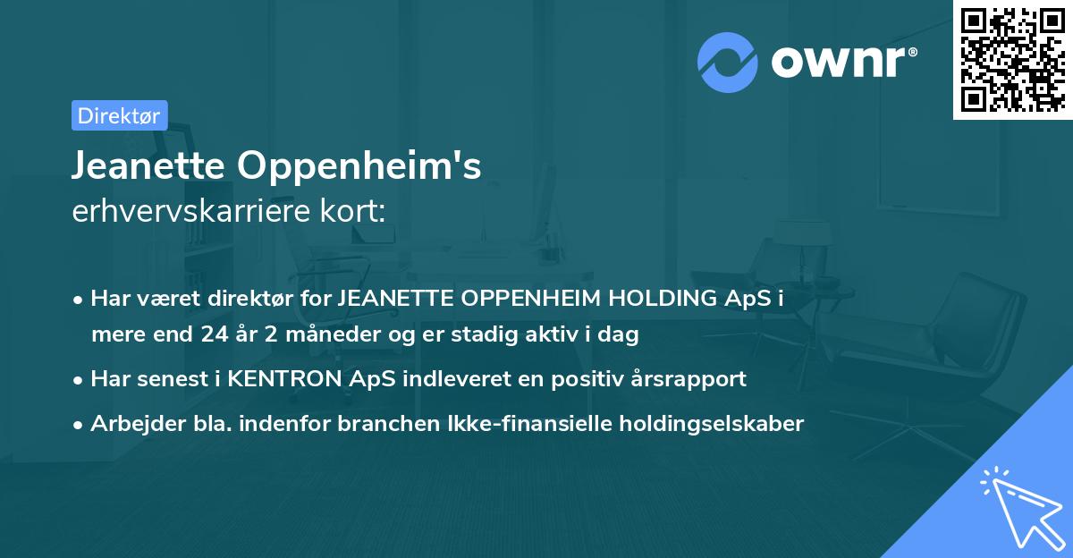 Jeanette Oppenheim's erhvervskarriere kort